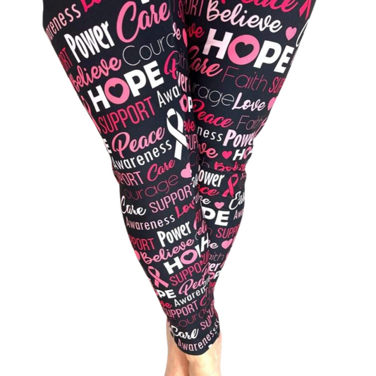 “Pink Ribbon” - Adult Yoga Band Leggings