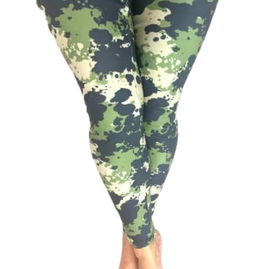 Green Camo - Adult Yoga Band  Leggings