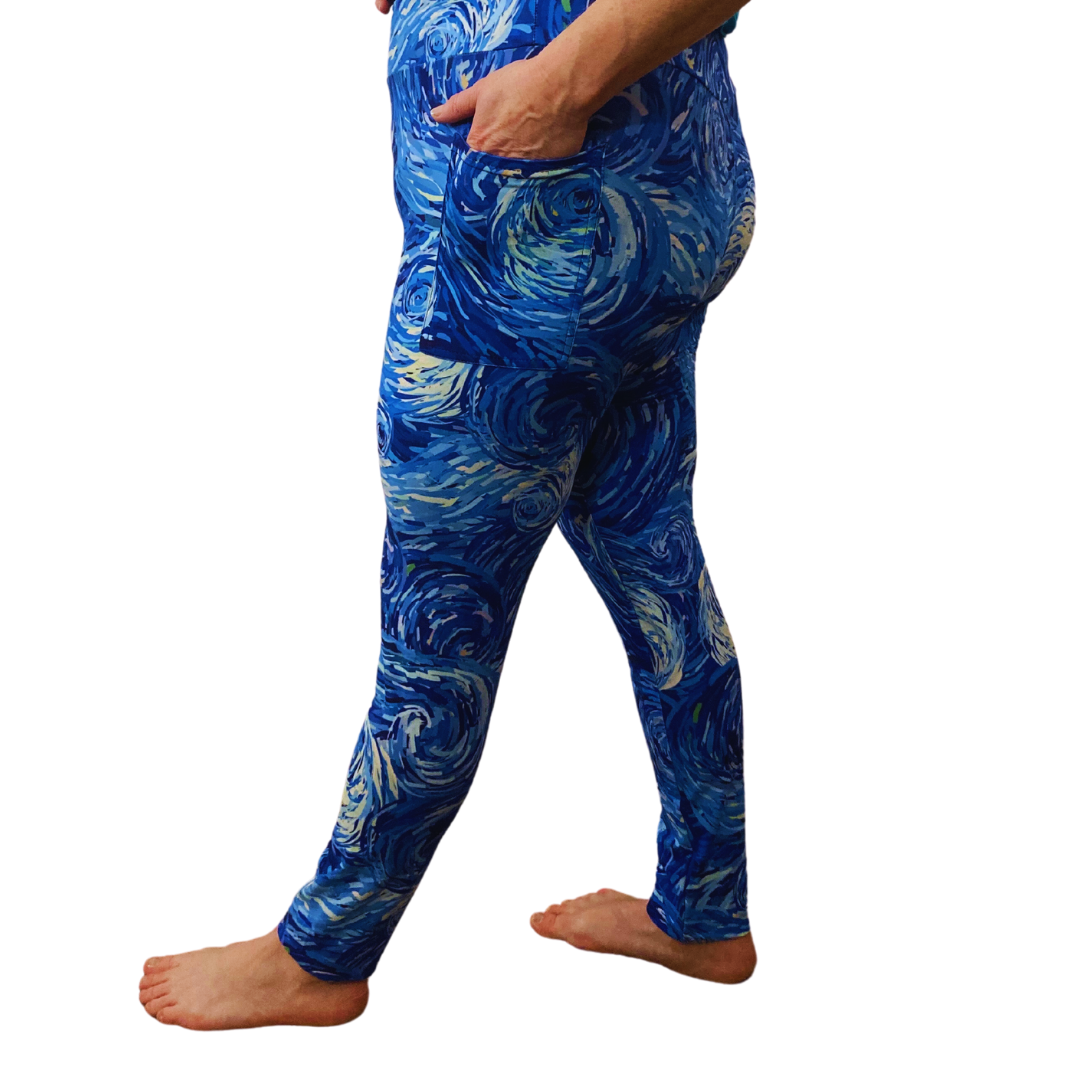 Starry Night - Adult Yoga Band Pocket Leggings