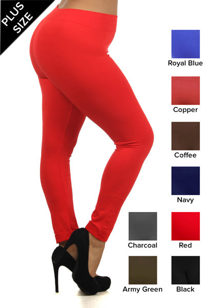 Plus Size Solid Color Seamless Fleece Lined Legging