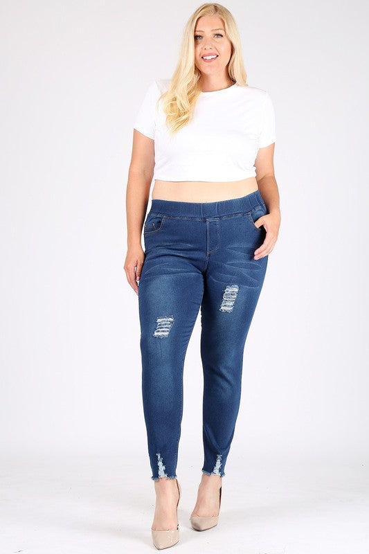 Plus Size High Waist Distressed Jeggings Pants