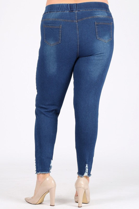 Plus Size High Waist Distressed Jeggings Pants