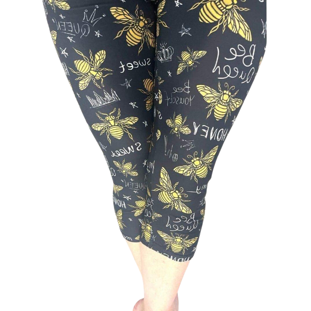 Honey Bees - Adult Yoga Band Pocket Capris