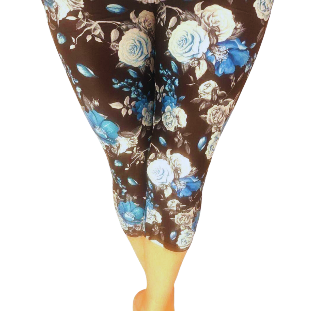 Crisp Floral - Adult Yoga Band Pocket Capris