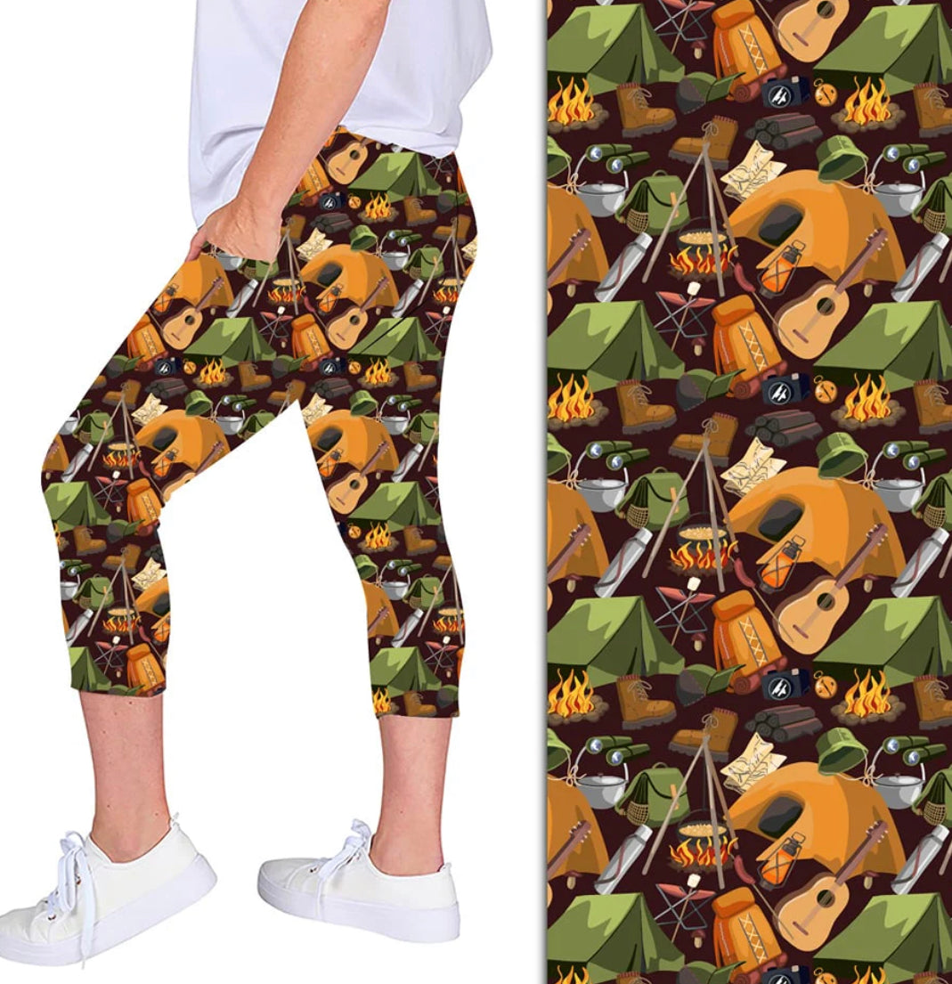 Campfire - Adult Yoga Band Pocket Capris