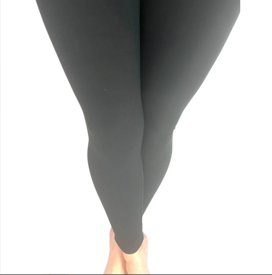 Solid Black - Adult Yoga Band Pocket Leggings